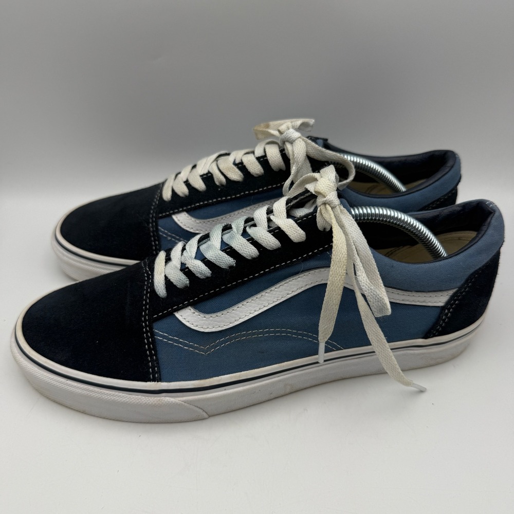 Vans Old Skool Sneakers Mens 11 Blue Black Suede Canvas Low Top Skate Shoes